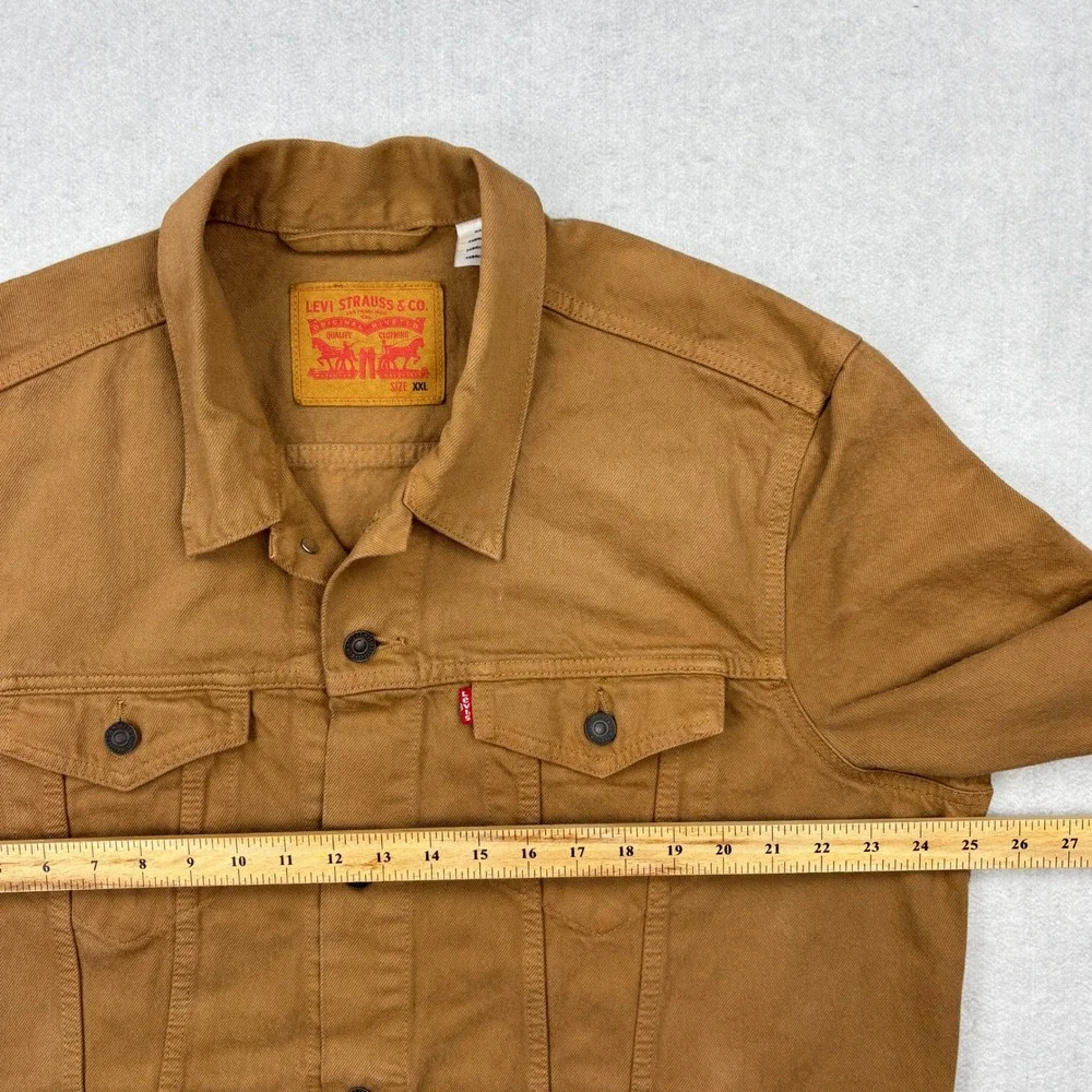 Levis Mens XXL Brown Duck Canvas Type III Trucker Jacket Distressed Workwear